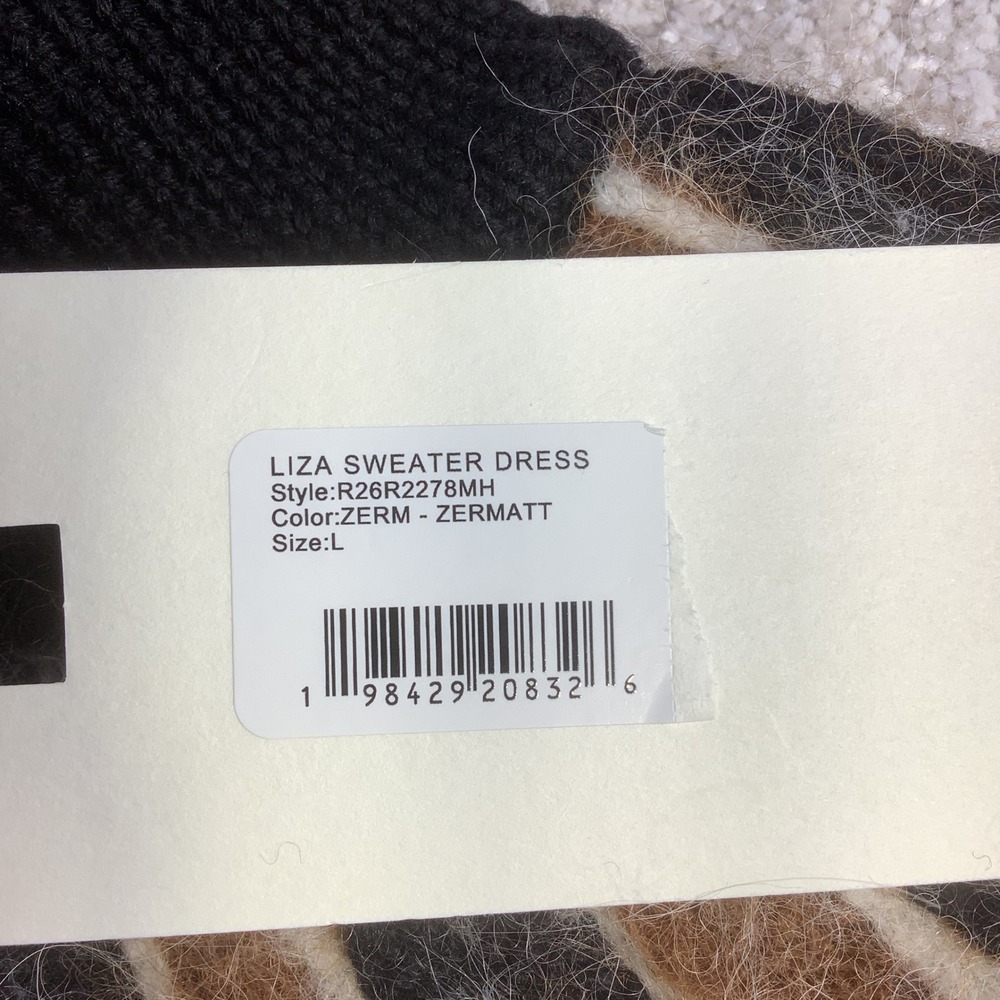 STAUD Liza Sweater Dress Zermatt Black Fair Isle Wool Alpaca Size L NWT - Picture 4 of 10
